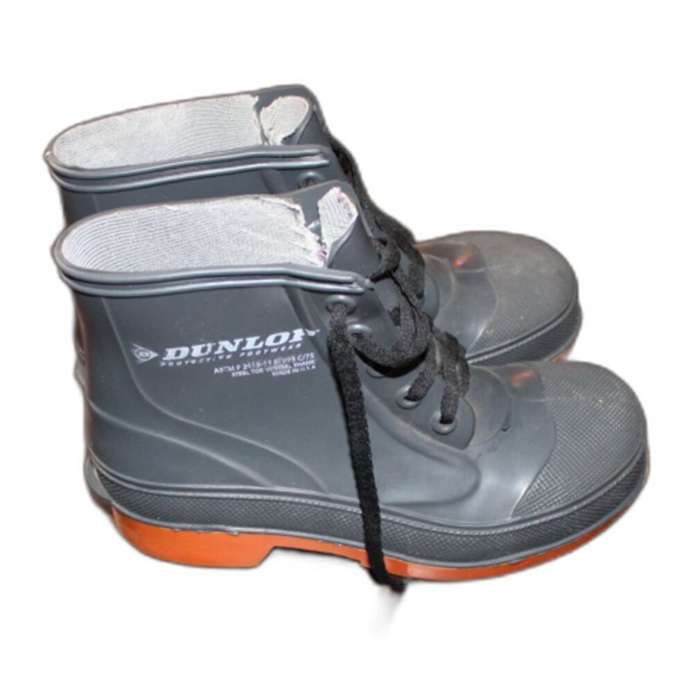 Dunlop Gray Steel Toe Work Boots - Size 6 Industrial Safety Boots Made in USA